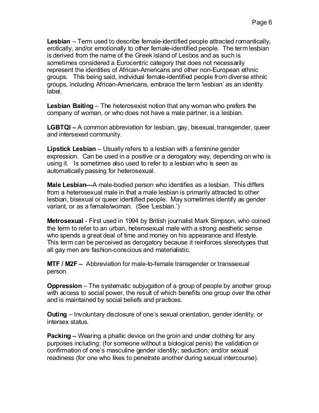 Terms used for gays and lesbians Transsexual with the longest penis